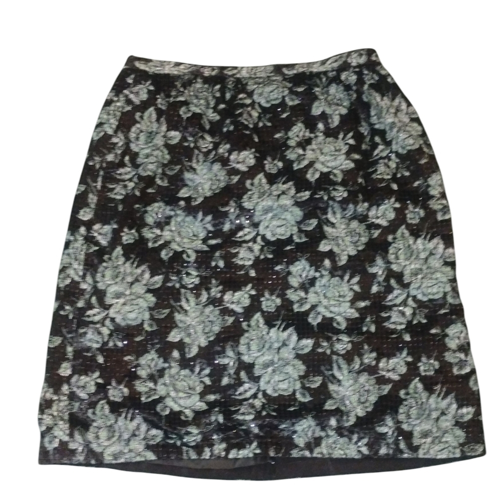 R&M Richards By Karen Kwong Blac, Green Velvet Lined Pencil Skirt SZ 14